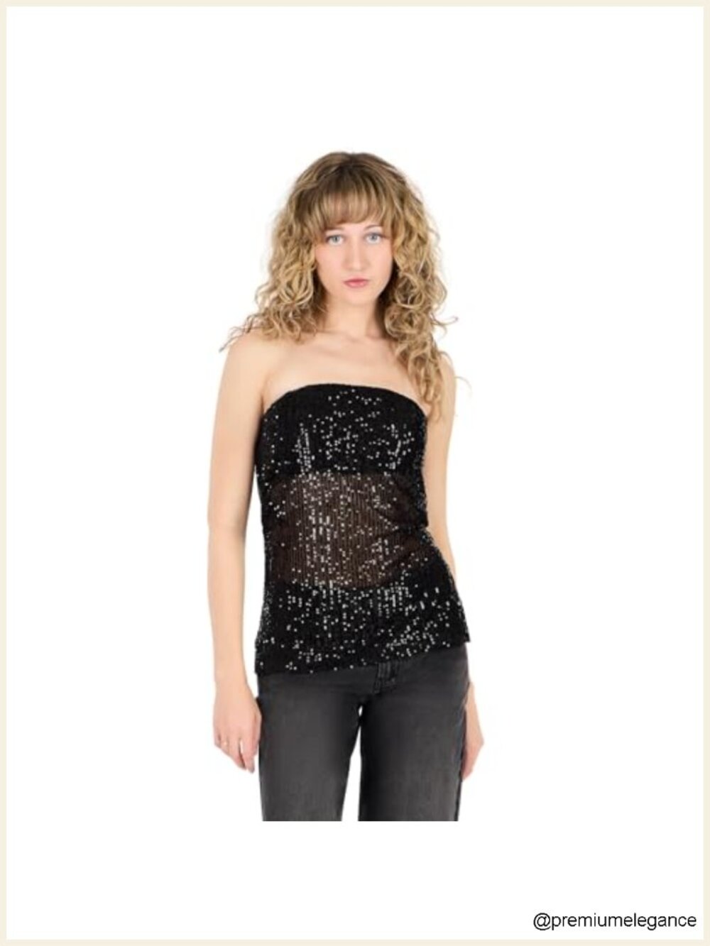 Sequin Tube Top Strapless Sleeveless Stretchable Party Top